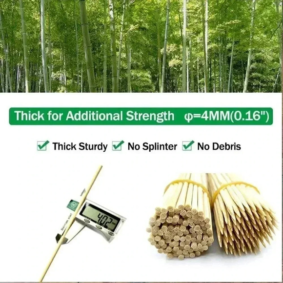 14" Bamboo Barbecue, Kebob, Fondue & Marshmallow Stick Skewers - Picture 6 of 6